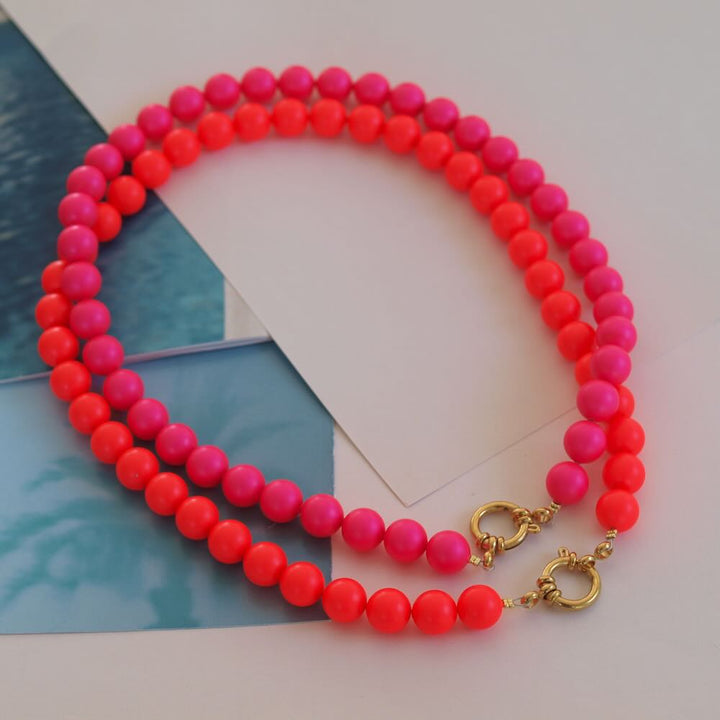 Widaro ketting parel neon red/fuchsia