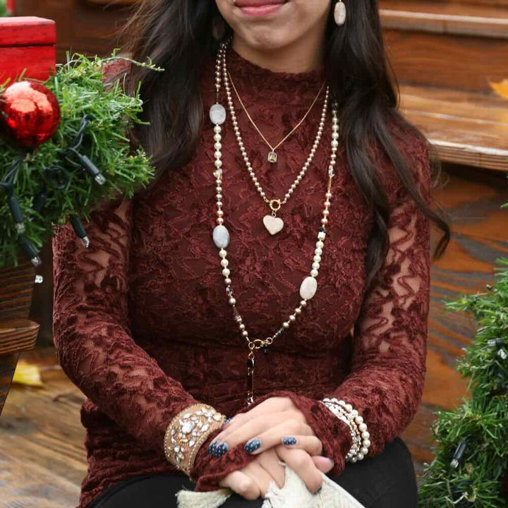 widaro halflange ketting pearl brown