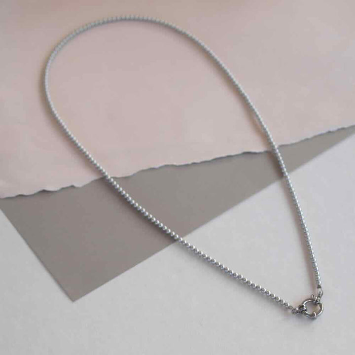 widaro halflange ketting pearl silver