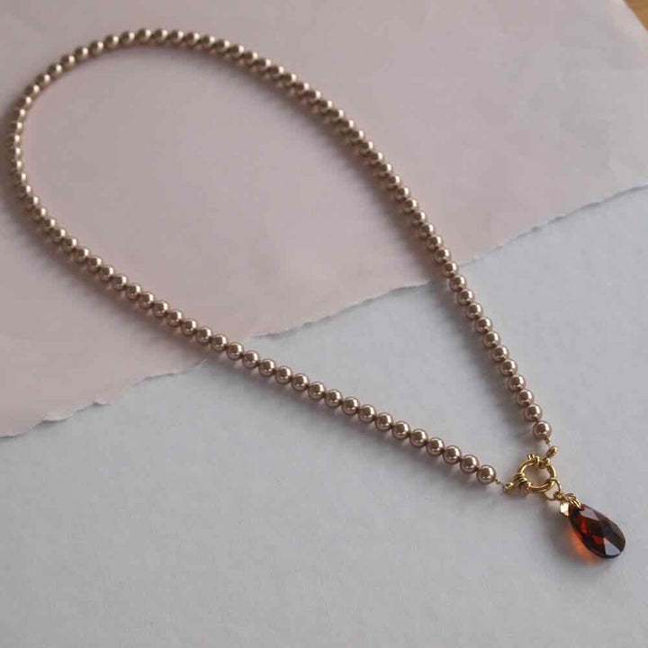 widaro halflange ketting pearl brown
