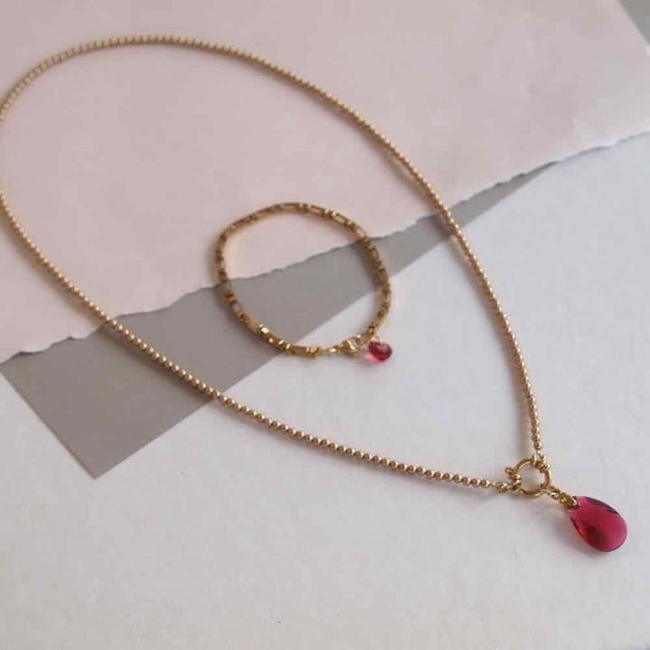 widaro halflange ketting pearl gold