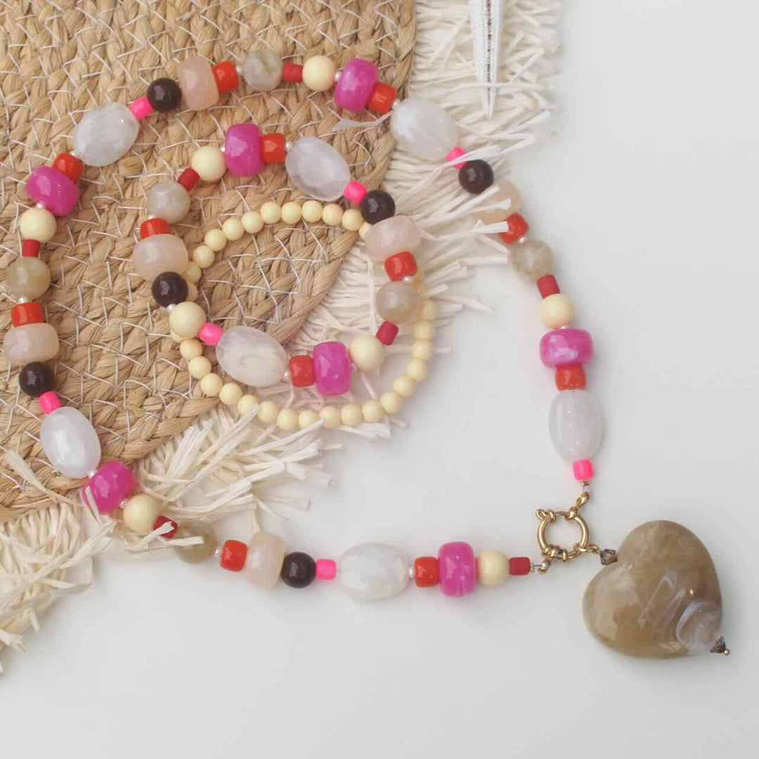 widaro ketting pink beige mix