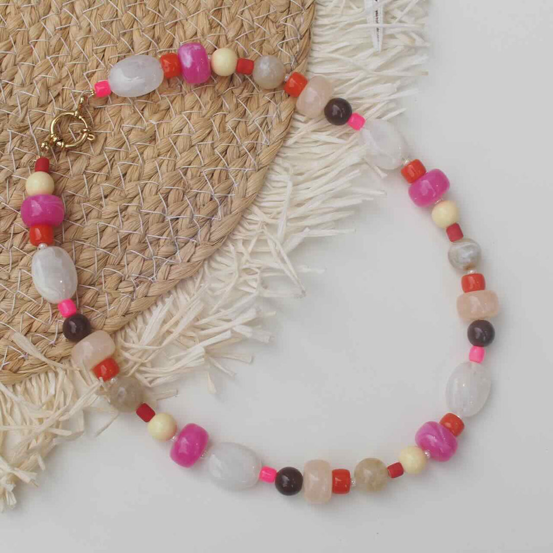 widaro ketting pink beige mix