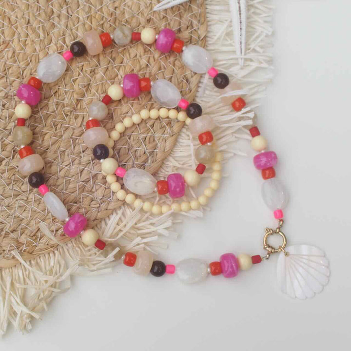 widaro ketting pink beige mix