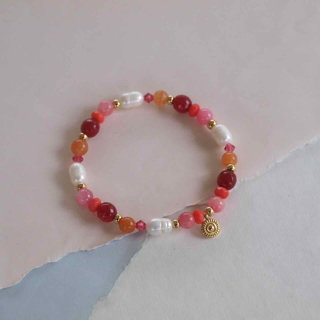 widaro armband pink pearl beads