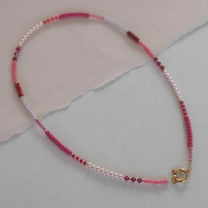 widaro halflange ketting pink pearls