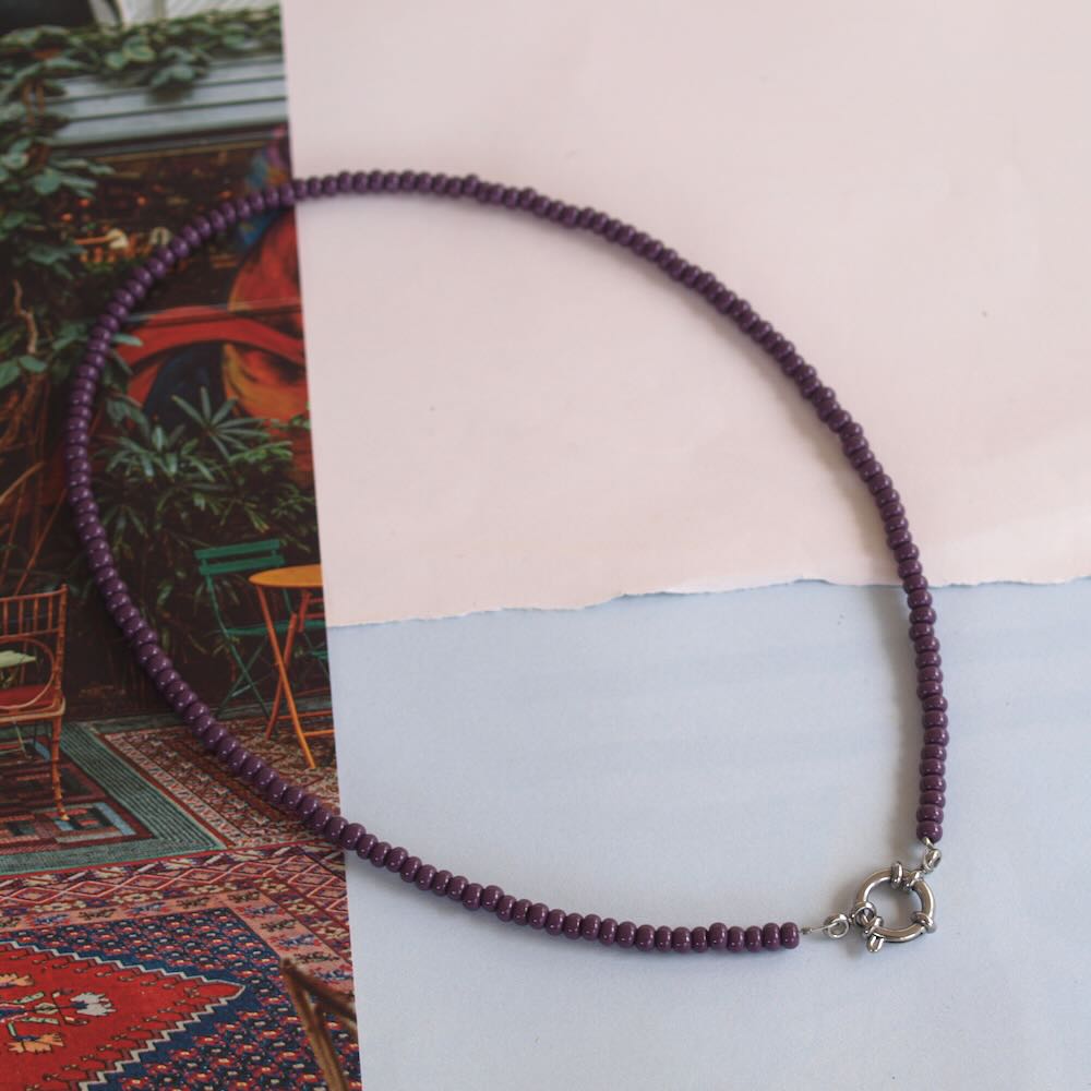 widaro ketting matte brown/ purple beads (kies je kleur)
