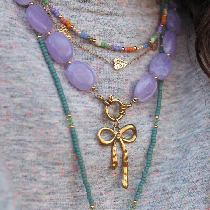 widaro ketting oval purple marble