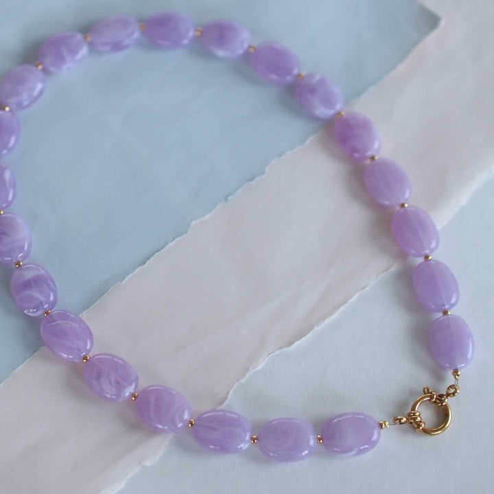 widaro ketting oval purple marble