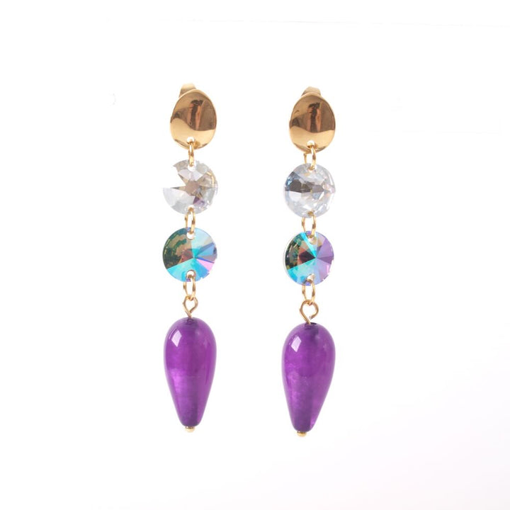 widaro oorbellen purple glitter drops
