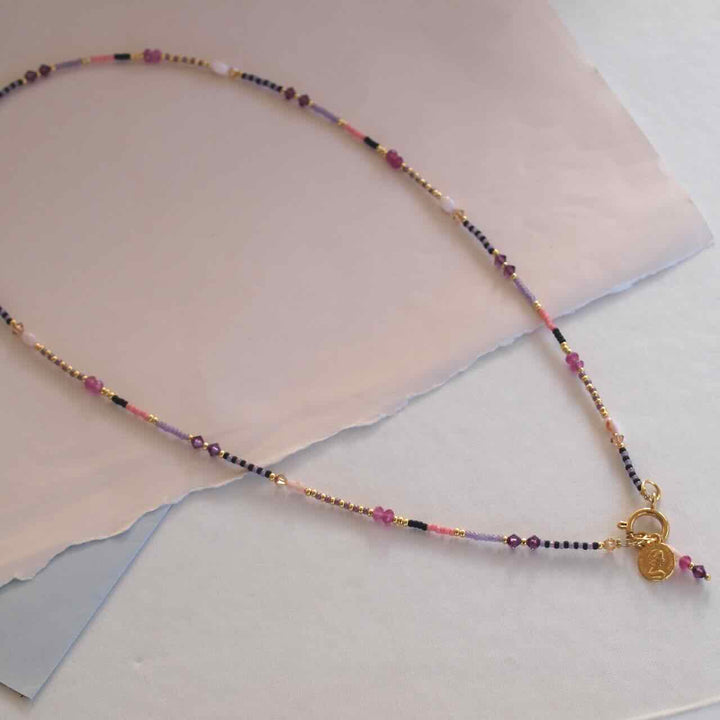 widaro lange ketting mix purple pink