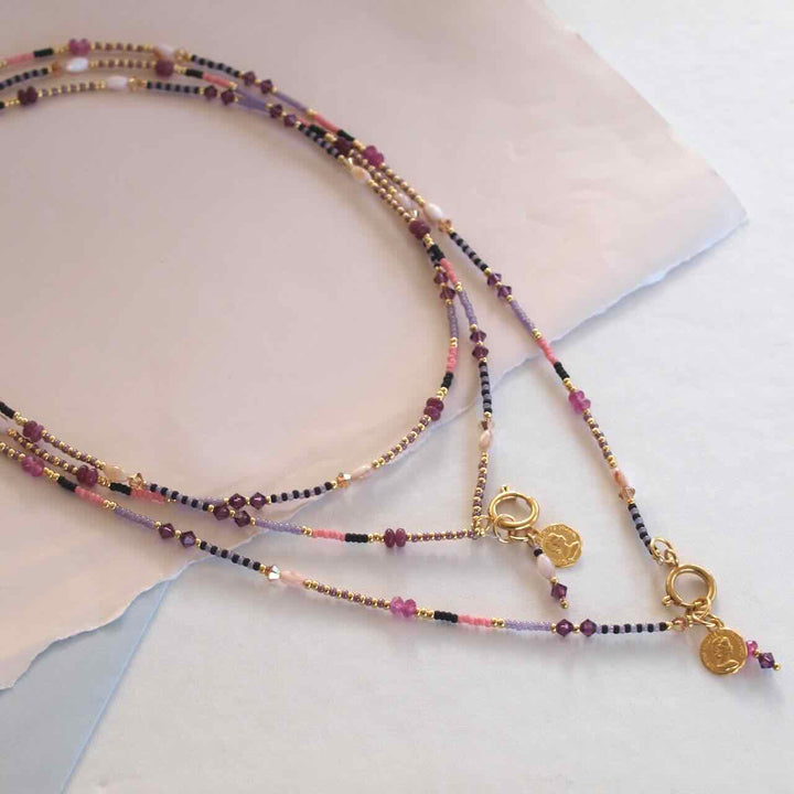 widaro lange ketting mix purple pink