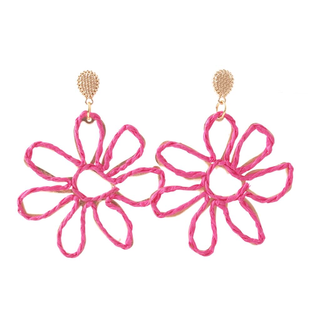 widaro oorbellen flowers in fuchsia