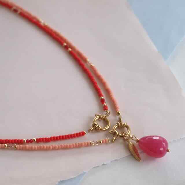 widaro lange ketting 60 cm red/peach
