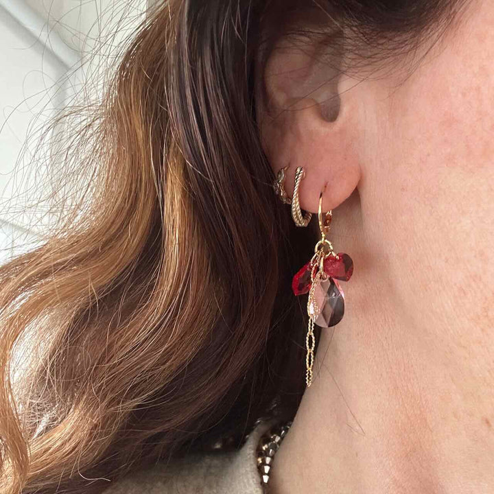 widaro oorbellen red pink charms