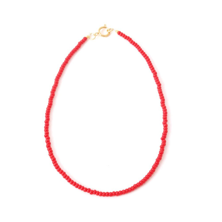 widaro ketting orange/red beads (goud/zilver)