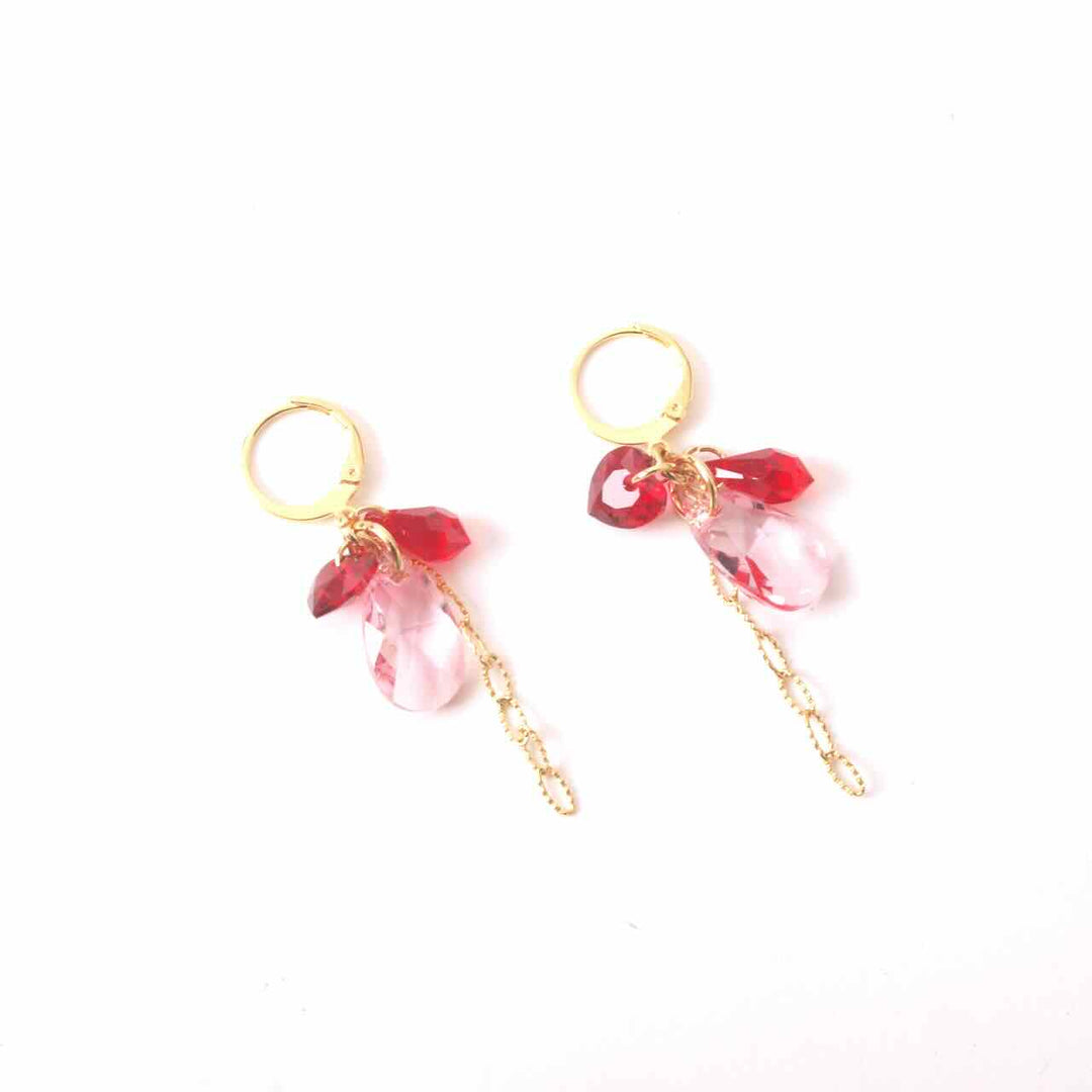 widaro oorbellen red pink charms