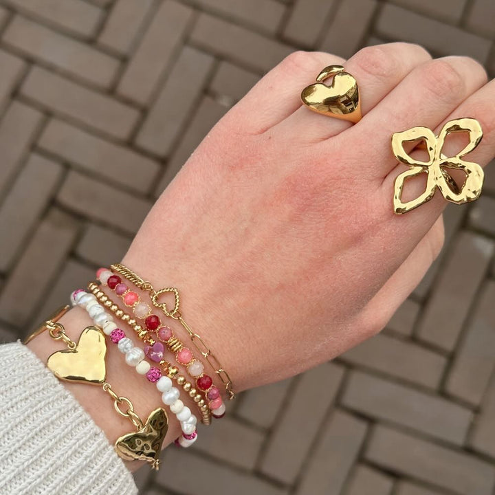 Rose & Camellia ring bubble heart