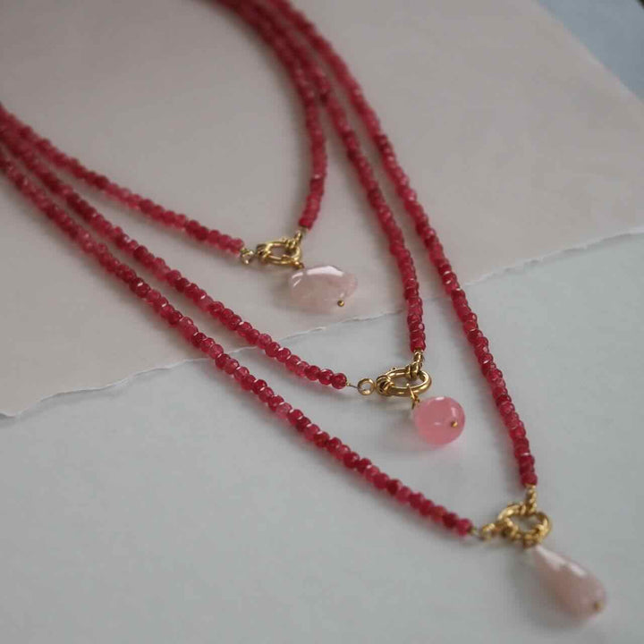 widaro ketting roze agaat (kies je lengte)