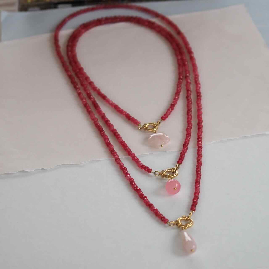 widaro ketting roze agaat (kies je lengte)