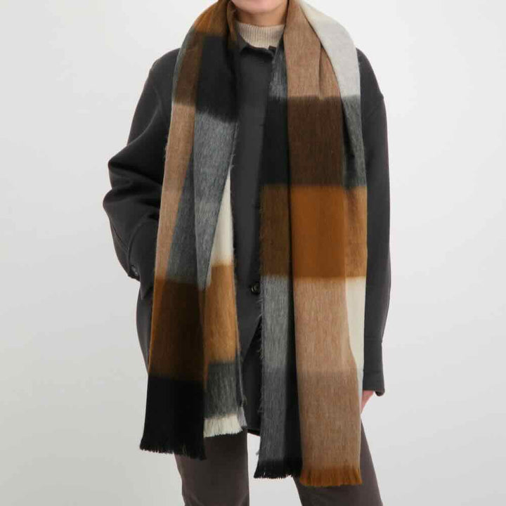 alpaca loca sjaal blocked black, grey, naturels