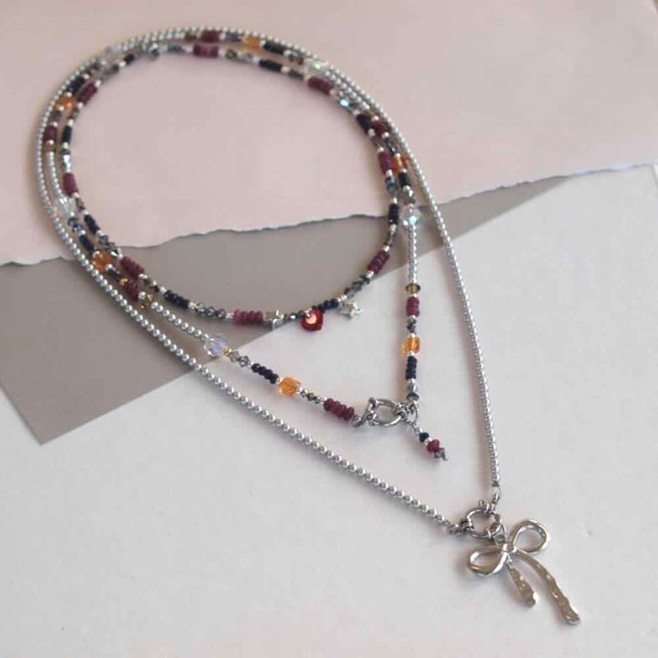 widaro halflange ketting pearl silver