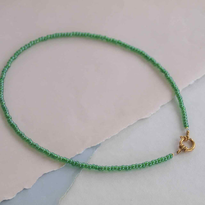 widaro ketting shiny green/matte blue beads (kies goud/zilver)