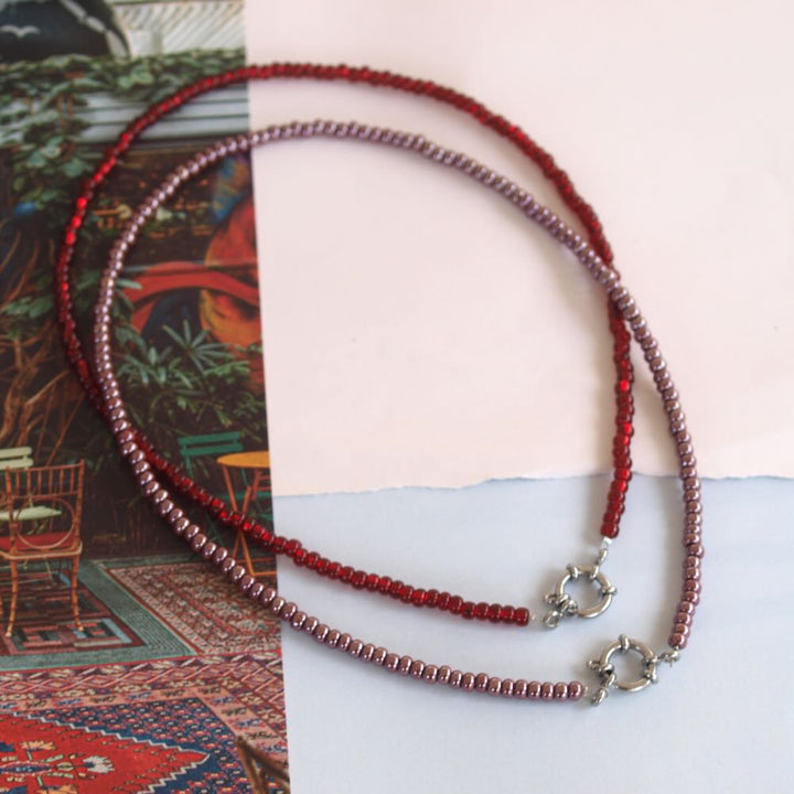 widaro ketting bordeaux red/ silverlined red (kies je kleur)
