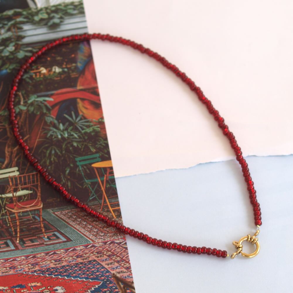 widaro ketting bordeaux red/ silverlined red (kies je kleur)