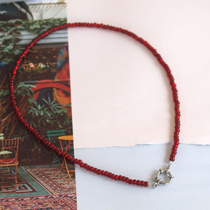 widaro ketting bordeaux red/ silverlined red (kies je kleur)