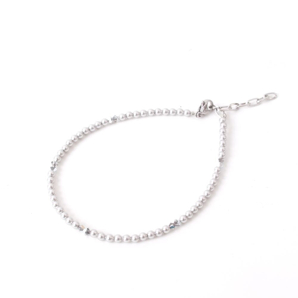 widaro enkelbandje silver pearls
