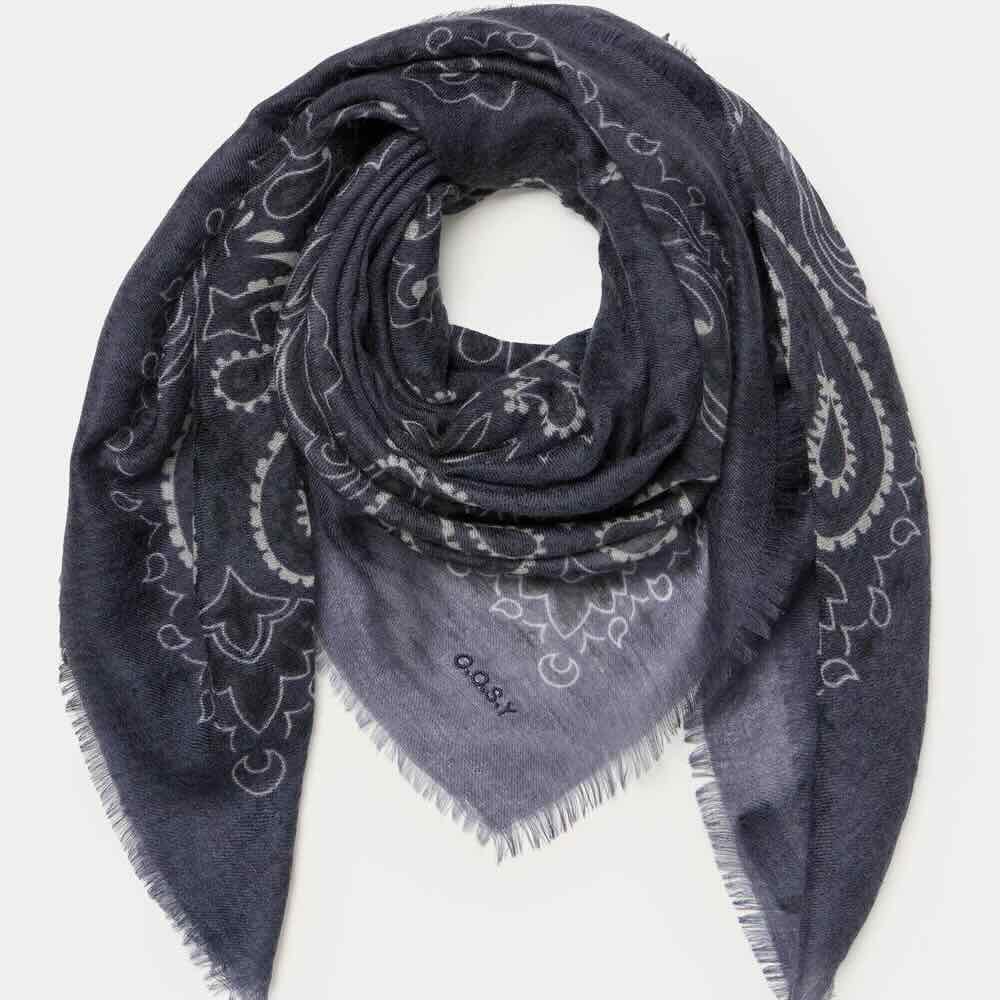 sjaalmania sjaal cosy 100% cashmere bandana blue indigo