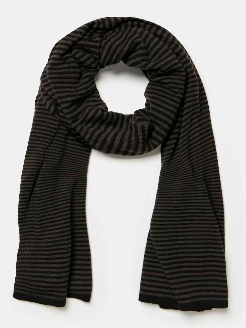 sjaalmania sjaal cosy chic stripes chocolate/solid black