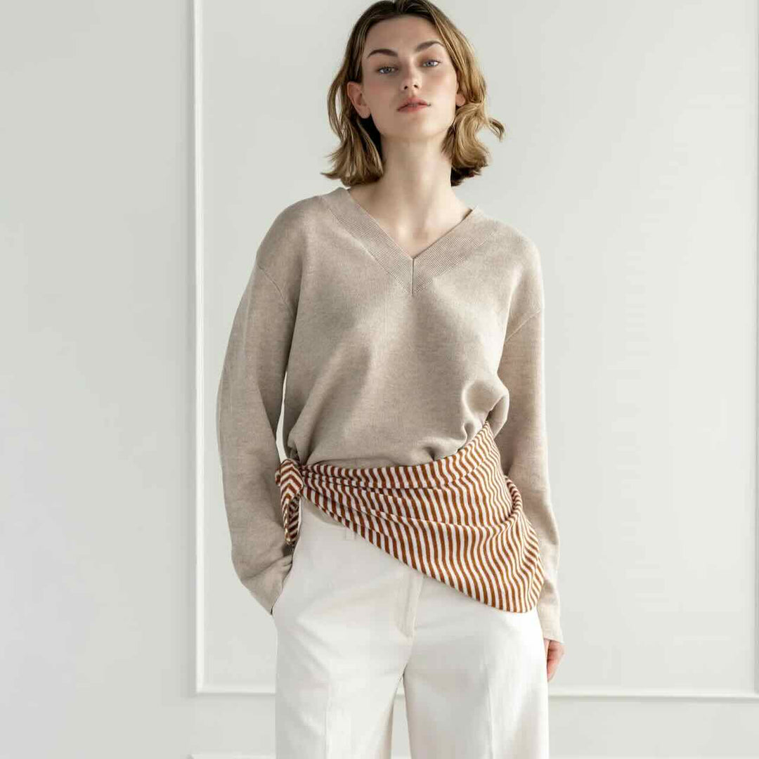 sjaalmania cosy triangle small shale/maritiem white