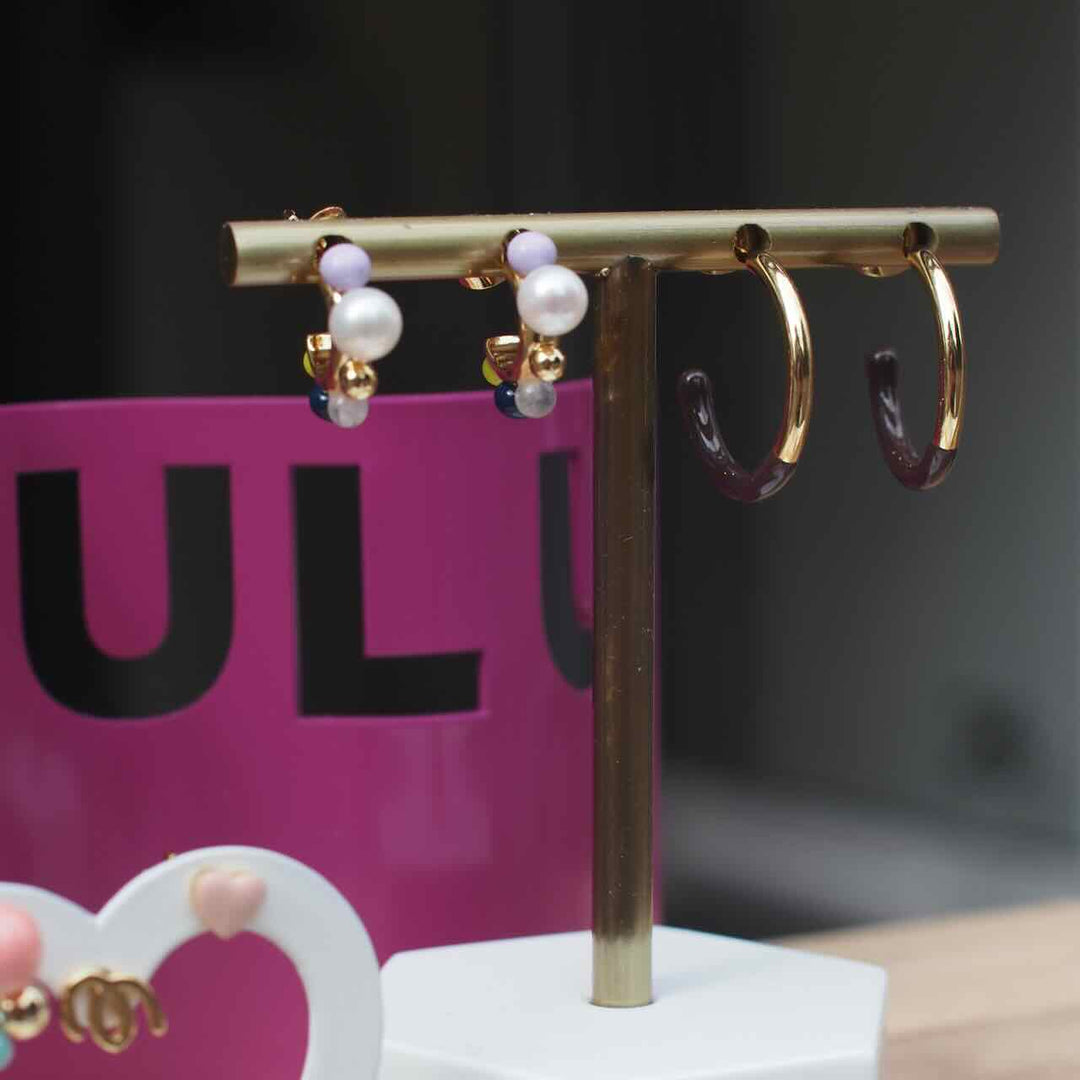 lulu copenhagen oorbellen hoops half dip medium cocoa powder