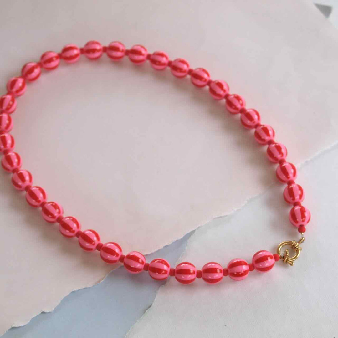 widaro ketting stripey red pink