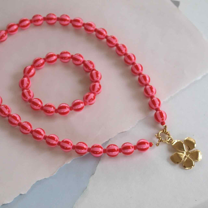 widaro ketting stripey red pink
