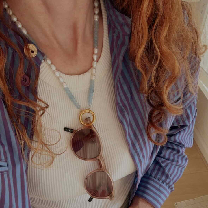 widaro brillenketting sweet blue pearls