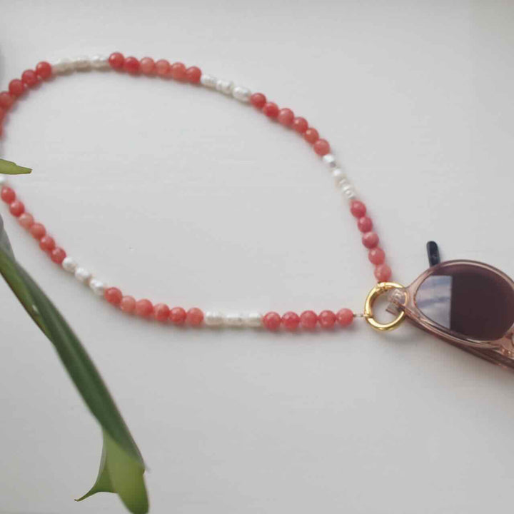 widaro brillenketting sweet pink pearls