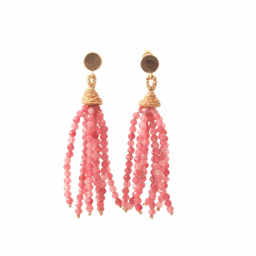 ibu jewels oorbellen tassle cherry quartz