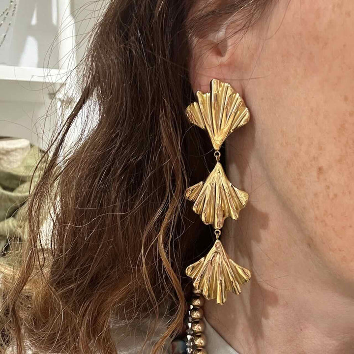 Rose & Camellia oorbellen three leafs on