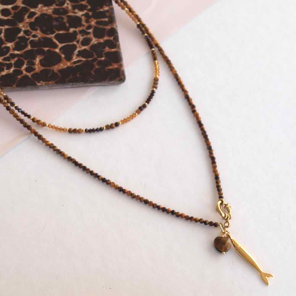 widaro ketting tiger eye beads brown (kies je soort)