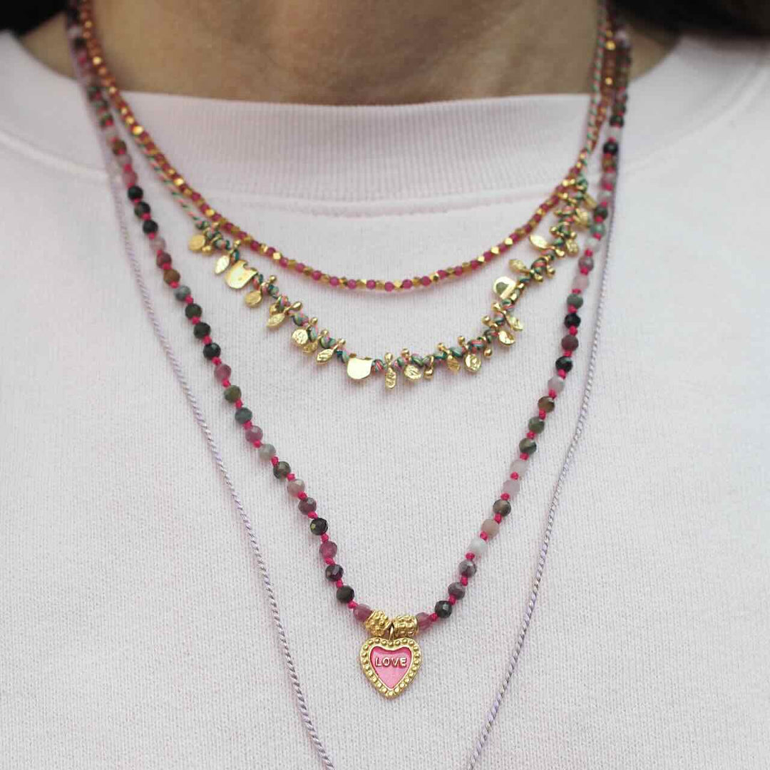 une a une ketting tara rose fluor