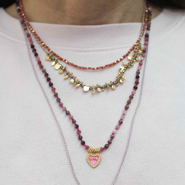 une a une ketting tara rose fluor