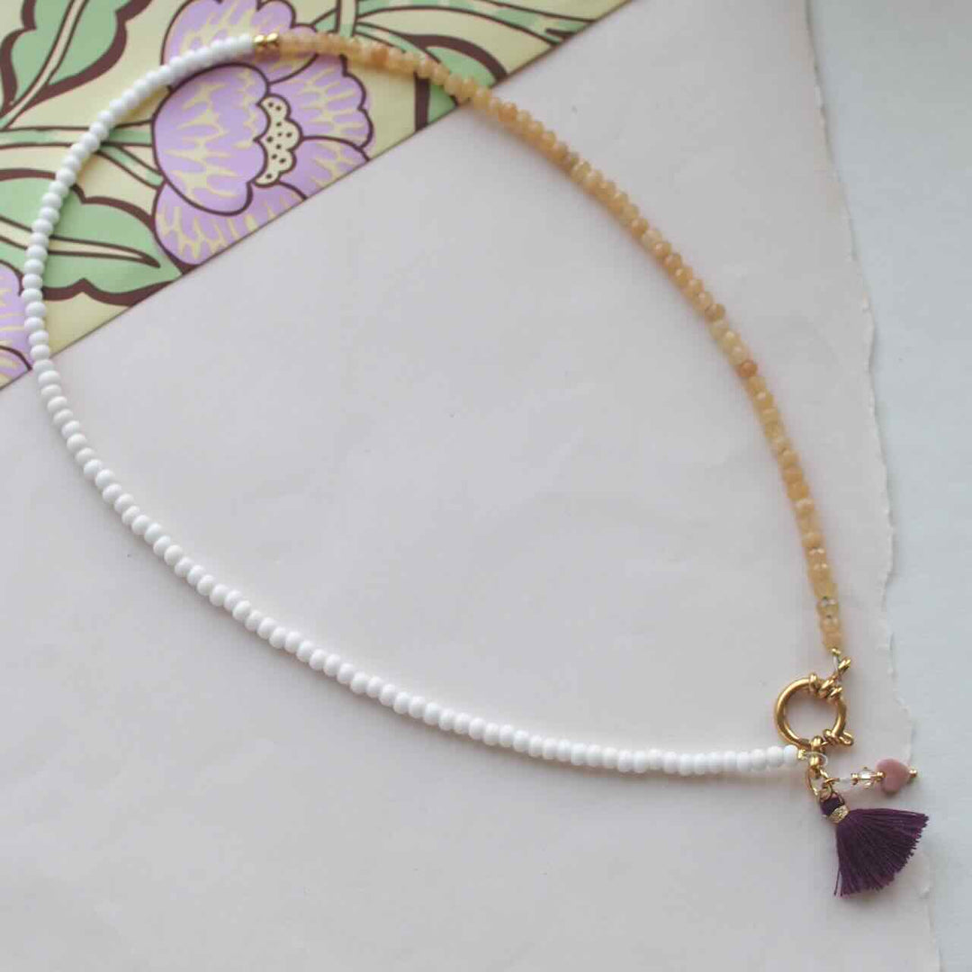 widaro ketting love the double white beige