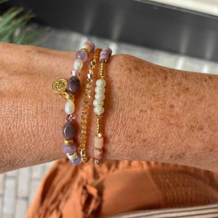 widaro armband/armbandsetje naturel purple