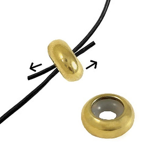 beadstopper rubber kraal goud roestvrijstaal 10x4mm (per stuk)