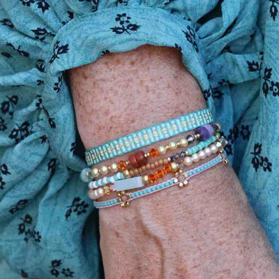 widaro armband pearls color stones