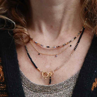 une a une ketting goutte zwart