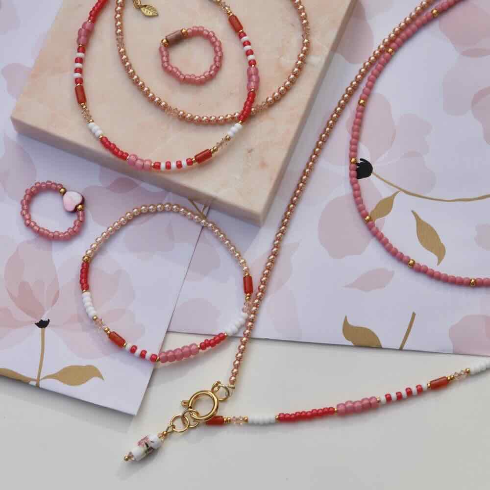 widaro halflange ketting white pink